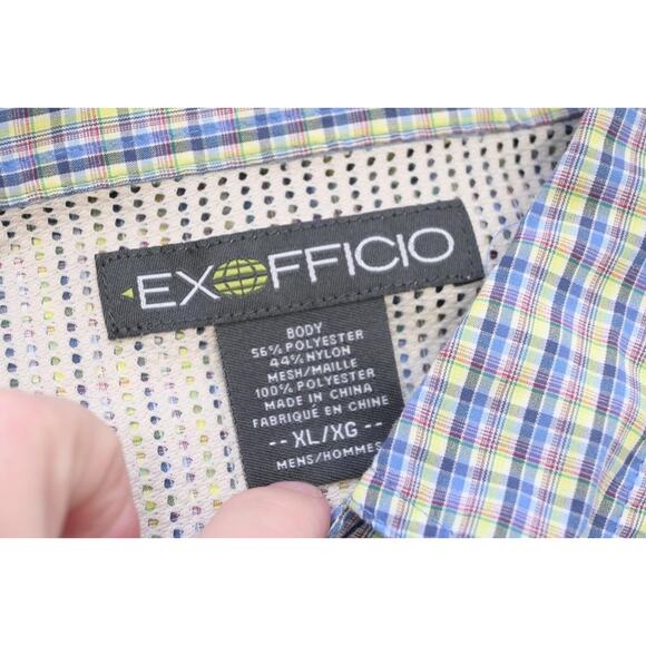 Exofficio Button Up Camp Shirt Plaid Vented Fishing Long Sleeve Mens Sz XL - Picture 8 of 10